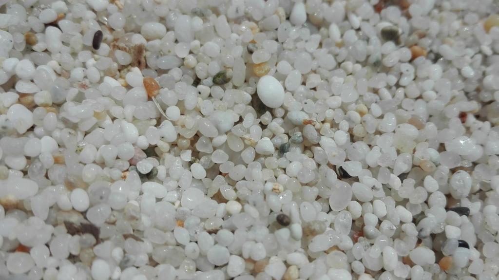 um close-up de grãos brancos de cascalho em casa vacanza Il Delfino em Torre Grande