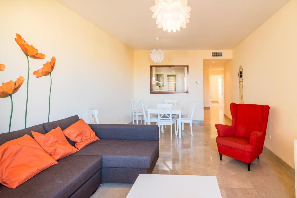 Posezení v ubytování 2114-Apt with nice terrace with pool view