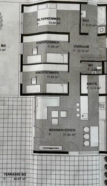 a drawing of a floor plan of a building at Ferienwohnung Fischerweg in Bodensdorf