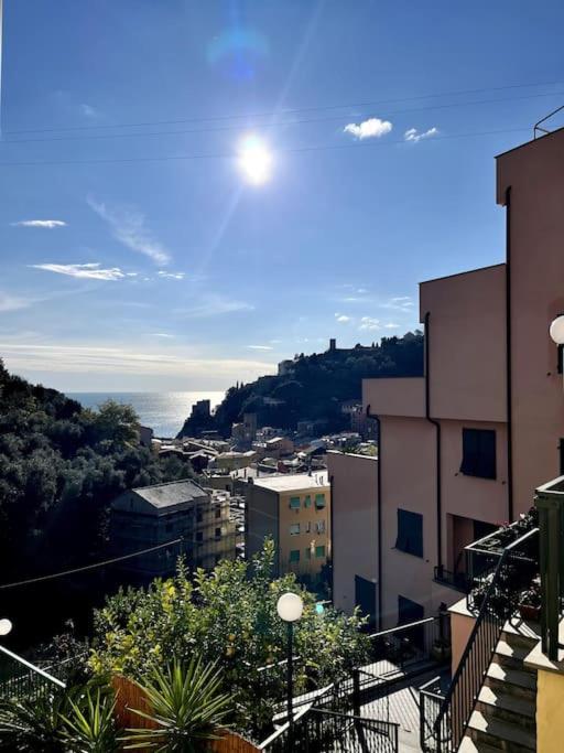 a view of a city from a balcony of a building at La Ca Dei Nonni in Monterosso al Mare
