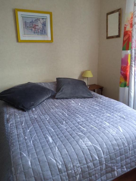 Un pat sau paturi într-o cameră la Chambre d'hôtes dans Résidence