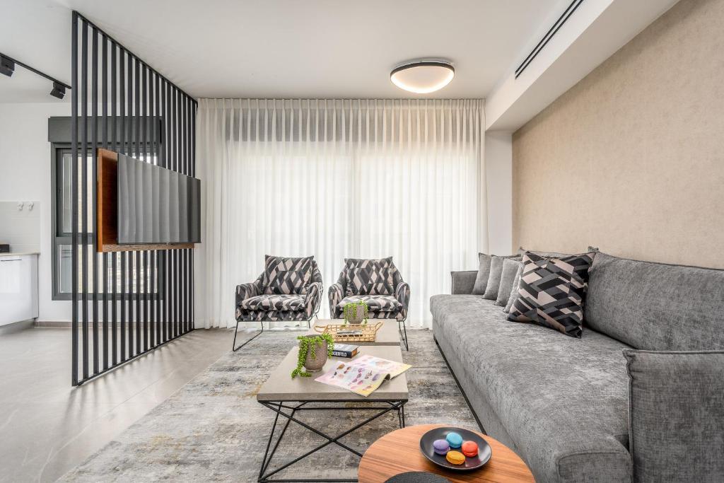 Posezení v ubytování prestige 2BDR&2Bth w Parking- mahne yehuda sea-u jerusalem