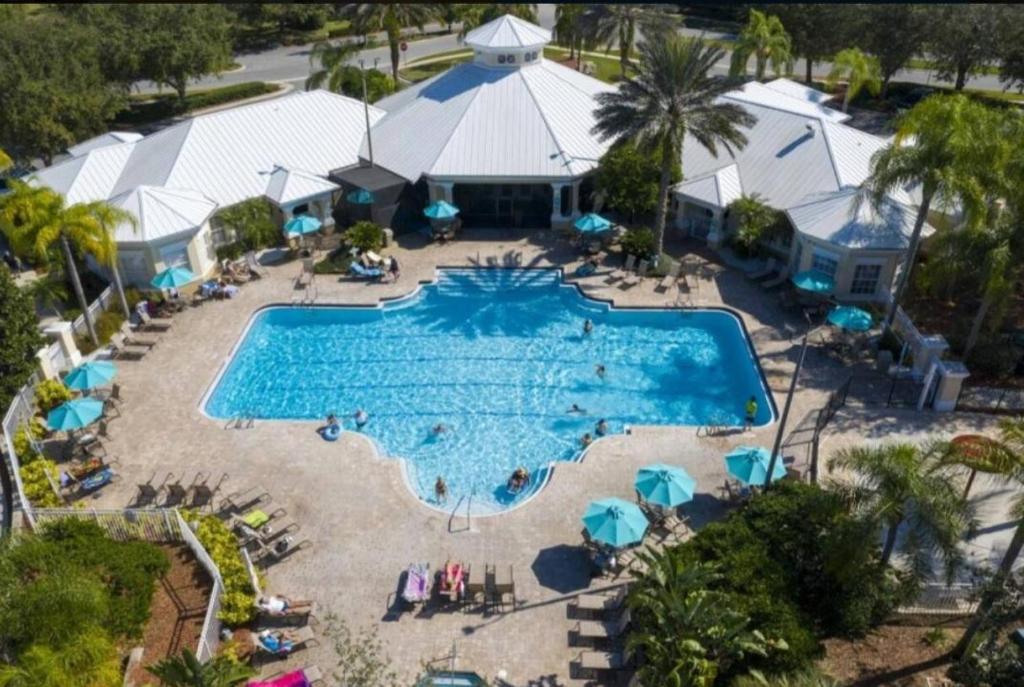 an overhead view of a pool at a resort at Butterfly Palm at Ellis Exclusive Villas in Kissimmee