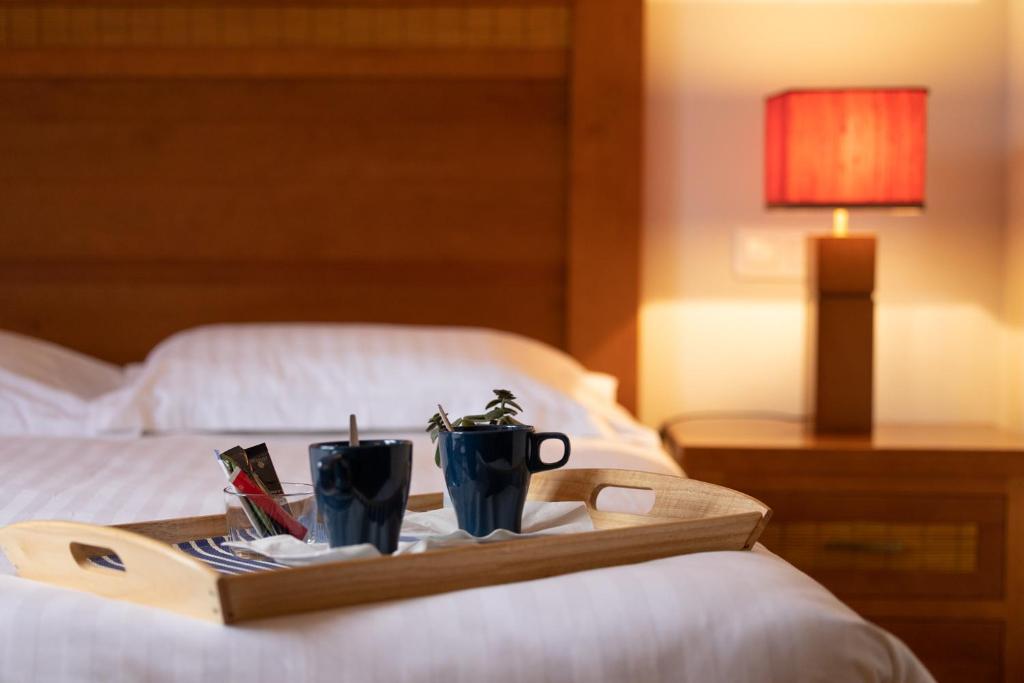 Postel nebo postele na pokoji v ubytování Hôtel Lastiry