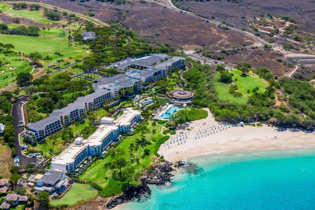 an aerial view of a resort next to the beach at The Westin Hapuna Beach Resort in Hapuna Beach