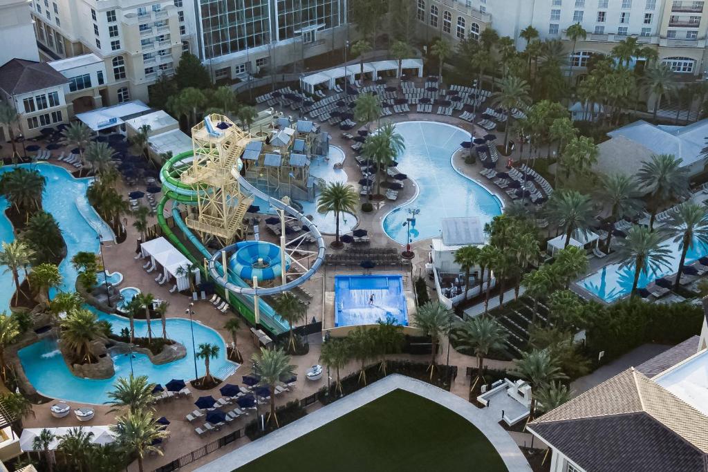 an aerial view of a pool at a resort at Gaylord Palms Resort & Convention Center in Orlando