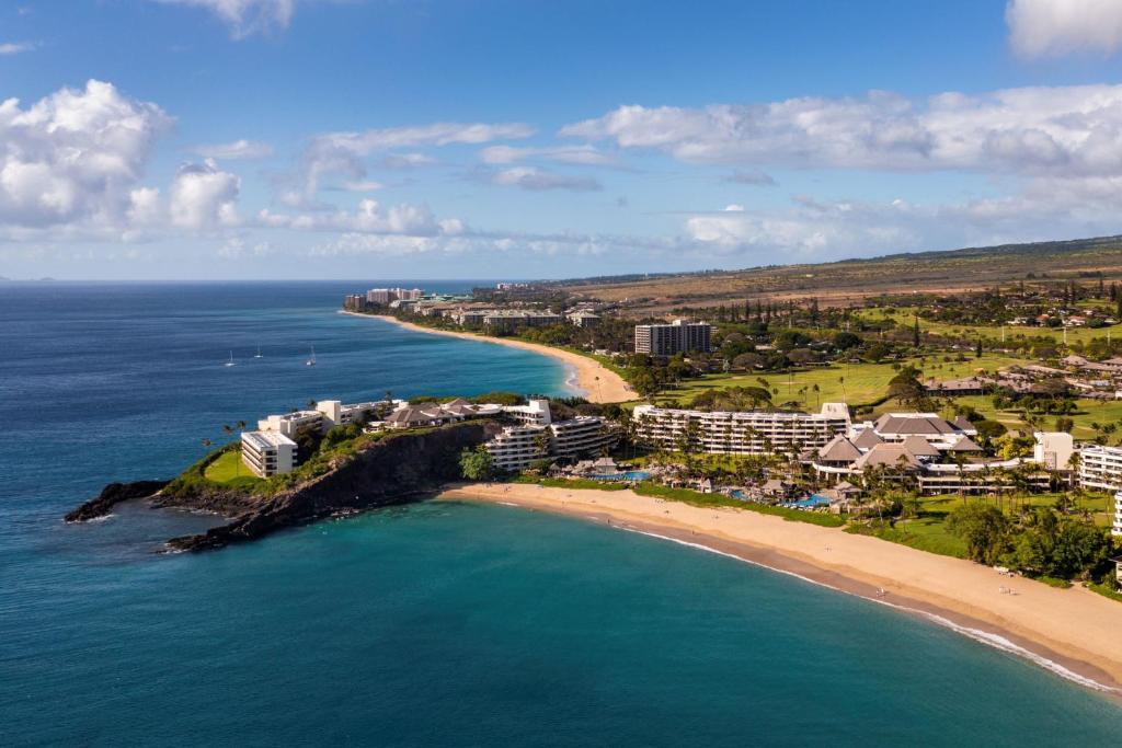 an aerial view of a resort on the beach at Sheraton Maui Resort & Spa in Lahaina