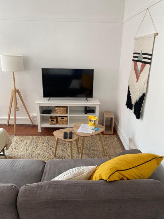 Televízia a/alebo spoločenská miestnosť v ubytovaní Chez Mathilde Appartement Calais Nord Citadelle