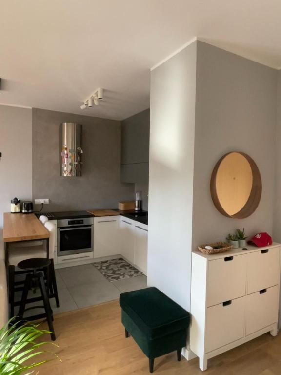 Kuchyňa alebo kuchynka v ubytovaní Royal Park Łazienki - Terrace Boutique Apartment