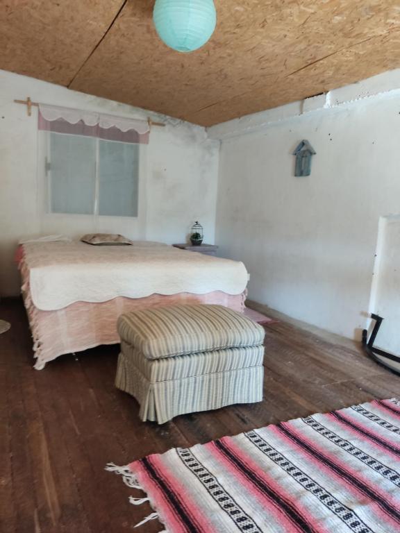 1 dormitorio con cama y alfombra grande en Loft verocay, en Paysandú