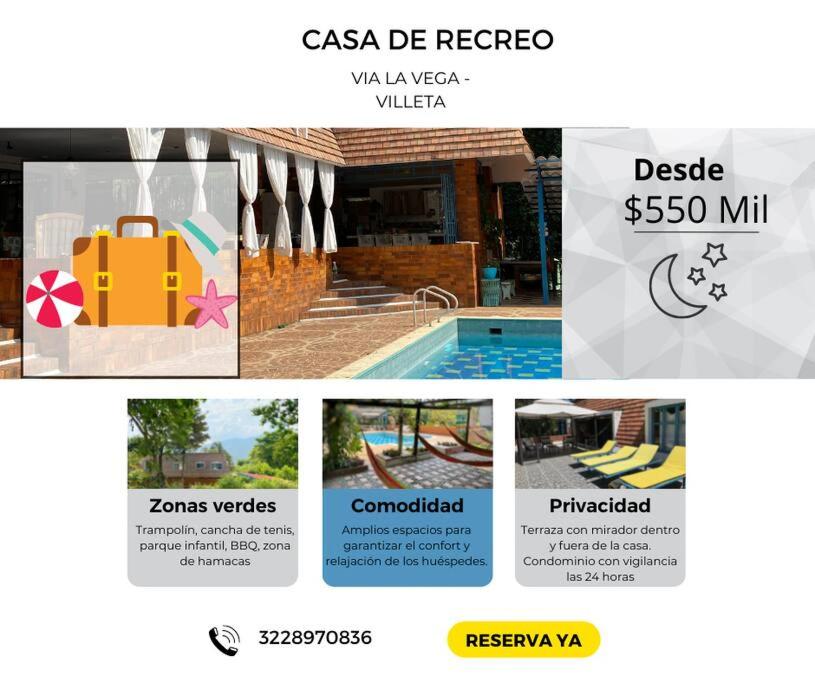un collage de fotos de una villa con una maleta en Hermosa casa de campo con piscina y zonas de juego, en Villeta