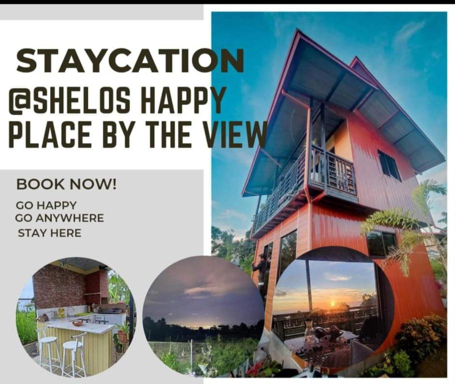 um anúncio de revista para uma casa de férias com as palavras esqueletos lugar feliz pela vista em shelos Happy Place by the View em Dávao