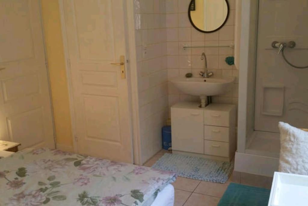Salle de bains dans l&#39;établissement Incredible apartment near the sea and calanque