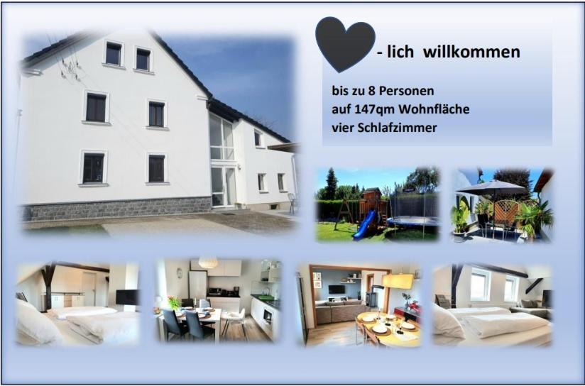 a collage of pictures of a white house at Ferienwohnung Xxl Lausitz direkt in Radibor
