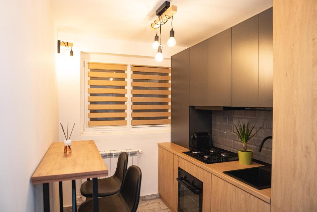 Kuchyň nebo kuchyňský kout v ubytování MJ Apartment