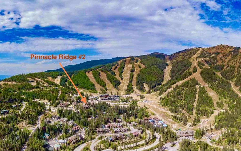an aerial view of a resort in the mountains at Pinnacle Ridge Luxury Condo 2 in Whitefish