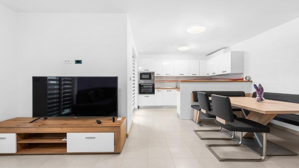 Televízia a/alebo spoločenská miestnosť v ubytovaní Apartment Vinko