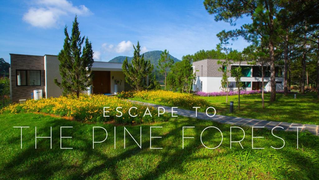 Una casa con las palabras escapa al bosque de pinos en Terracotta Hotel & Resort Dalat, en Da Lat