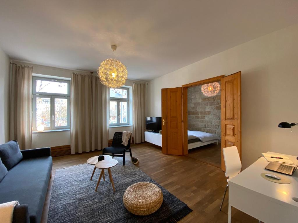 אזור ישיבה ב-Apartments Dresden Neustadt Apartment KATY