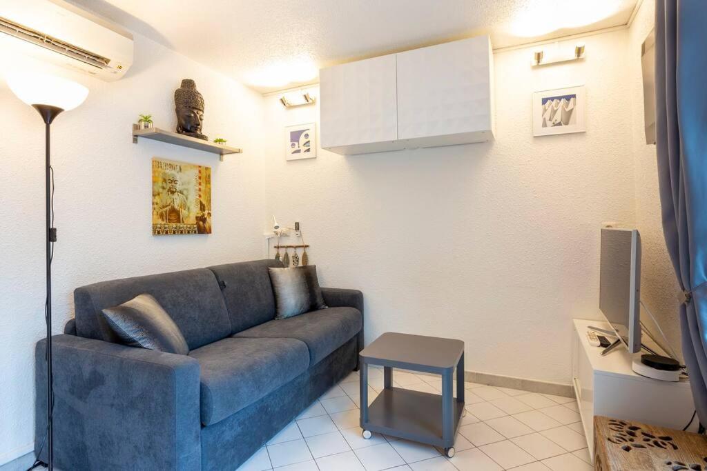 Televízia a/alebo spoločenská miestnosť v ubytovaní Chez Claude - Joli studio cabine climatisé avec parking et piscine