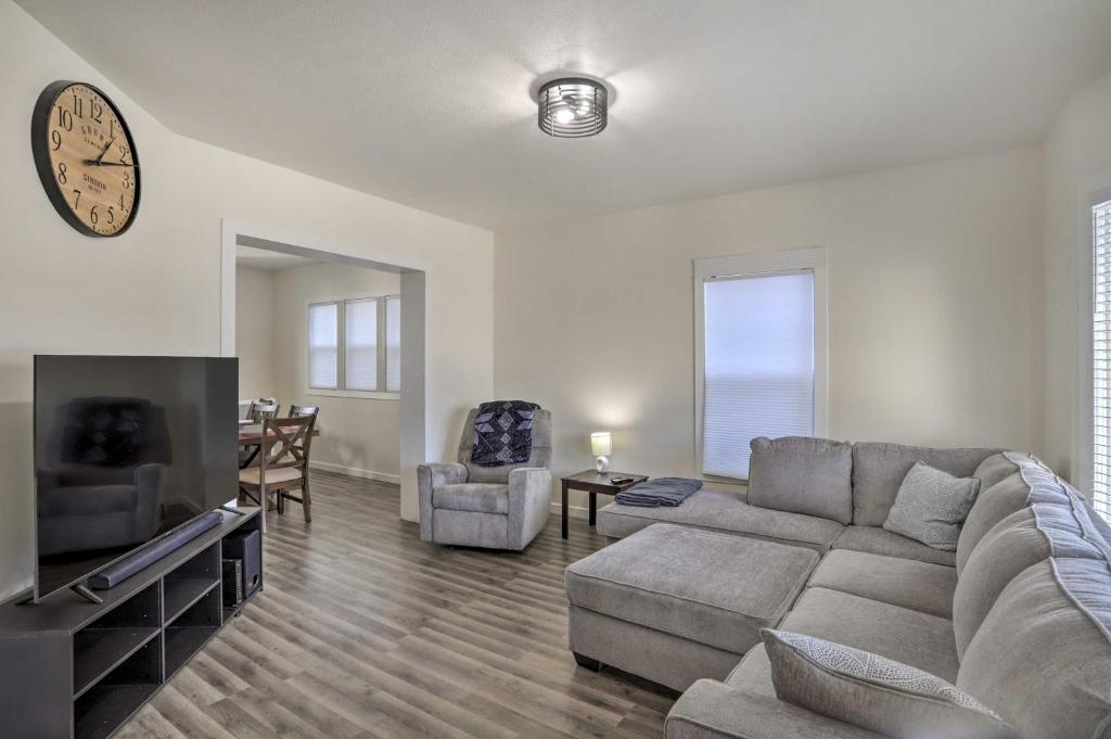 a living room with a couch and a tv at Pet-Friendly Home Rental Near Notre Dame! in South Bend