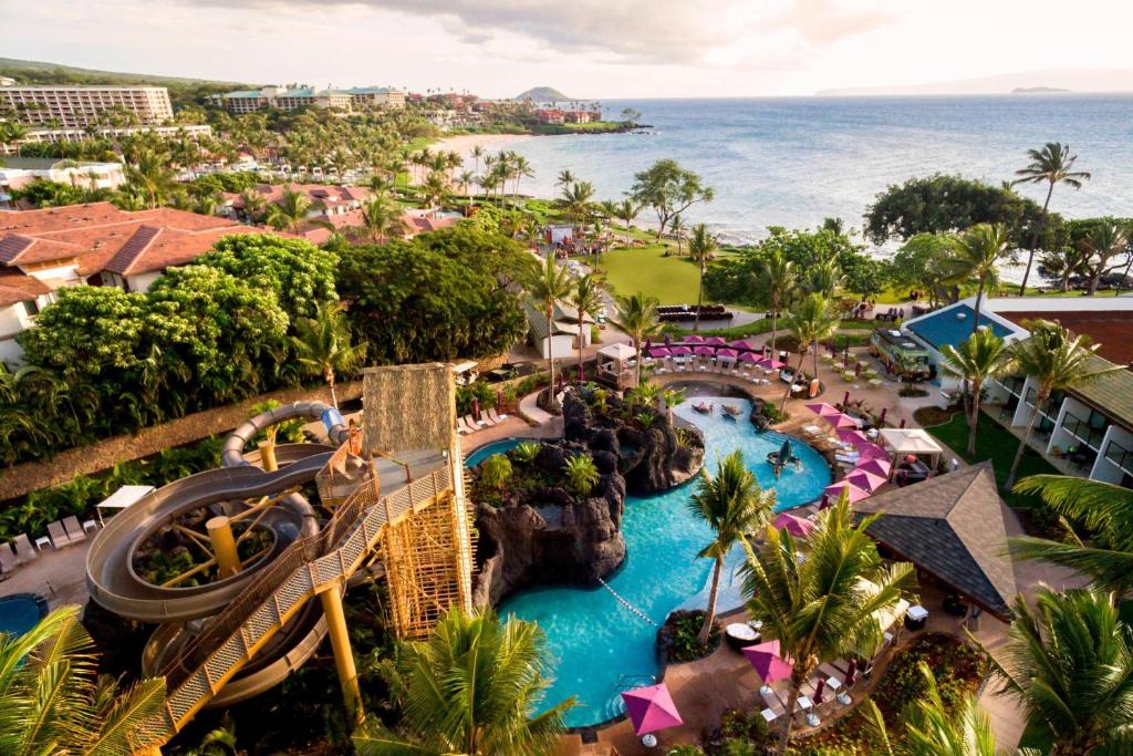 an aerial view of the water park at the resort at Wailea Beach Resort - Marriott, Maui in Wailea