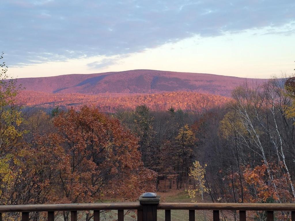a view of a mountain in the fall at Highland Woods - Private home on 37 acres with stunning mountain views in Shaftsbury