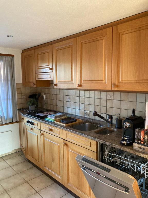 Kuchyň nebo kuchyňský kout v ubytování Appartement mit Alpensicht, beheiztem Pool, Garten