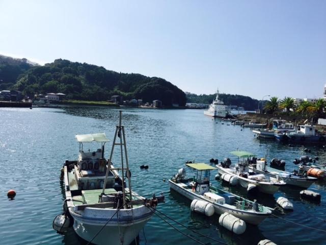 a group of boats docked in a body of water at ゲストハウスさくら Guesthouse Sakura in Sukumo