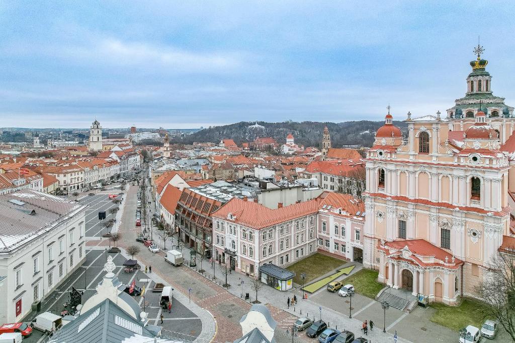 an aerial view of a city with buildings at GRAND CROWN in Vilnius