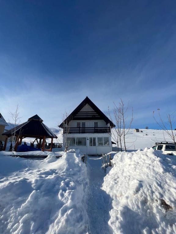 a house is covered in snow at Guest House SARA in Žabljak