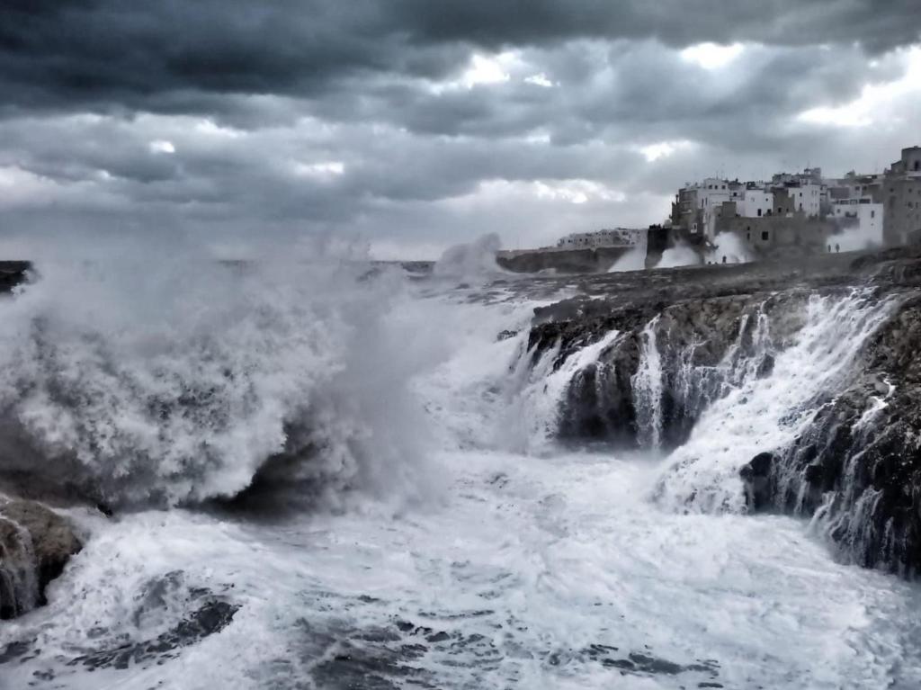 una foto en blanco y negro de un río con cascadas en LA CASA DI GIOVANNI, en Polignano a Mare