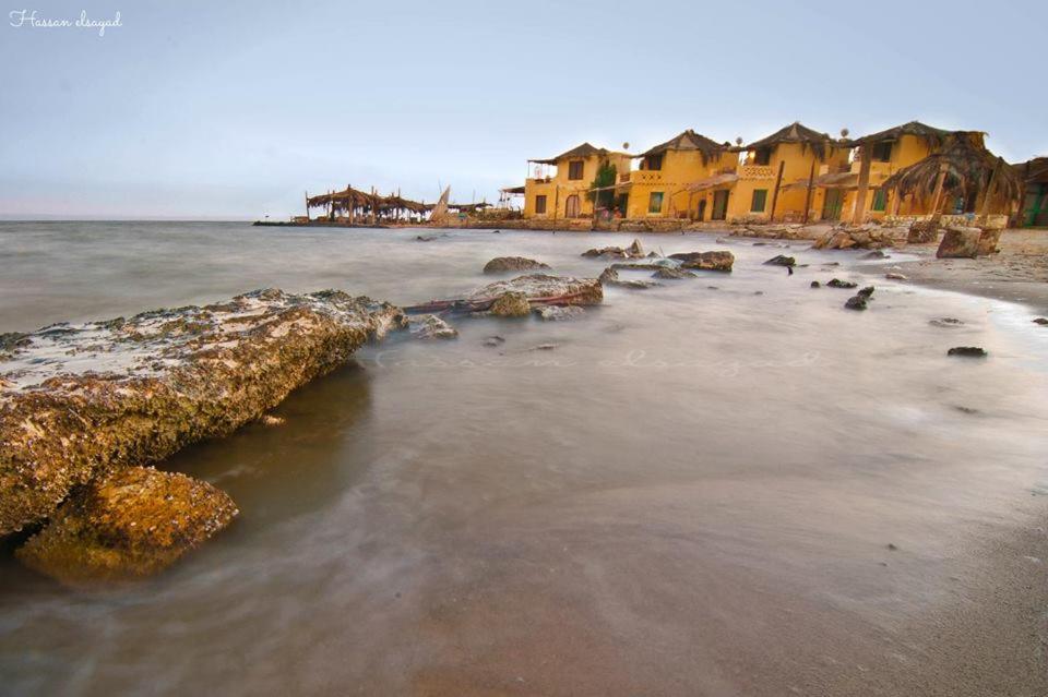 a beach with a group of houses in the water at Kamariat Tunis Bay in Kafr ‘Amr