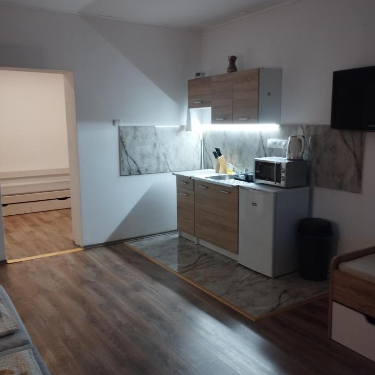 Kuchyň nebo kuchyňský kout v ubytování Apartmány 77