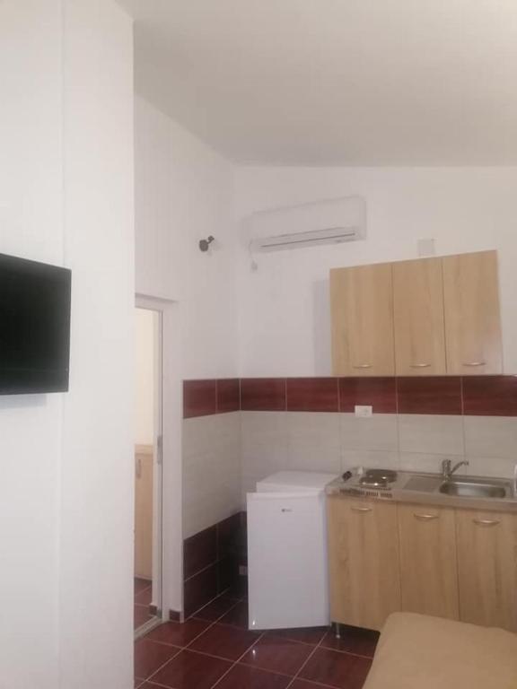 Kuchyň nebo kuchyňský kout v ubytování Apartmani Momčilović