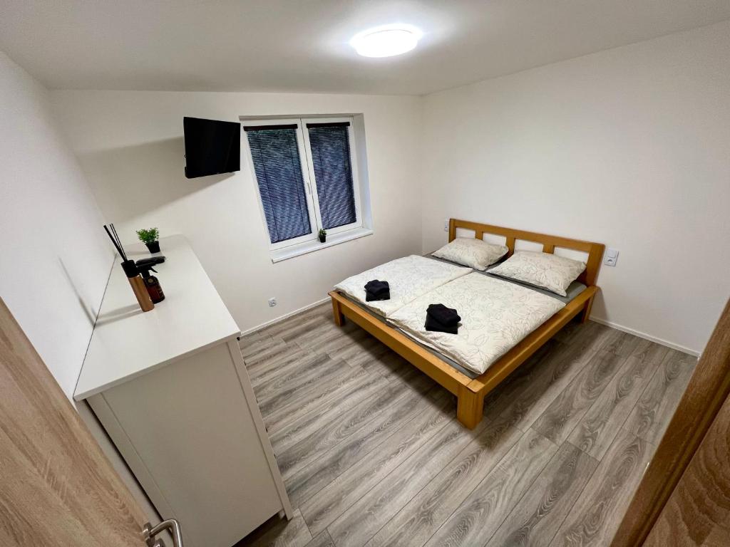 Postel nebo postele na pokoji v ubytování Bungalov Božena