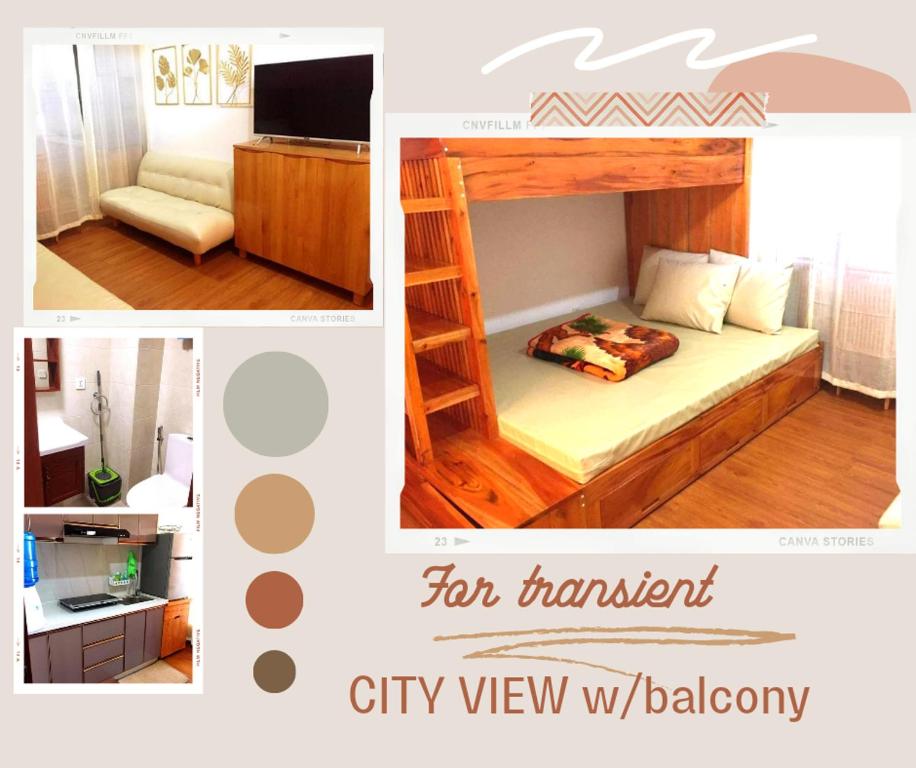 a collage of pictures of a bedroom with a bunk bed at Megatower Residences 3(8F-34) in Baguio