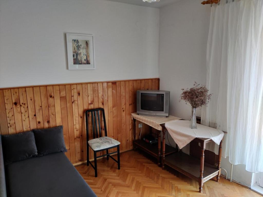 TV a/nebo společenská místnost v ubytování Apartment in Tisno with sea view, balcony, air conditioning, WiFi (4874-2)