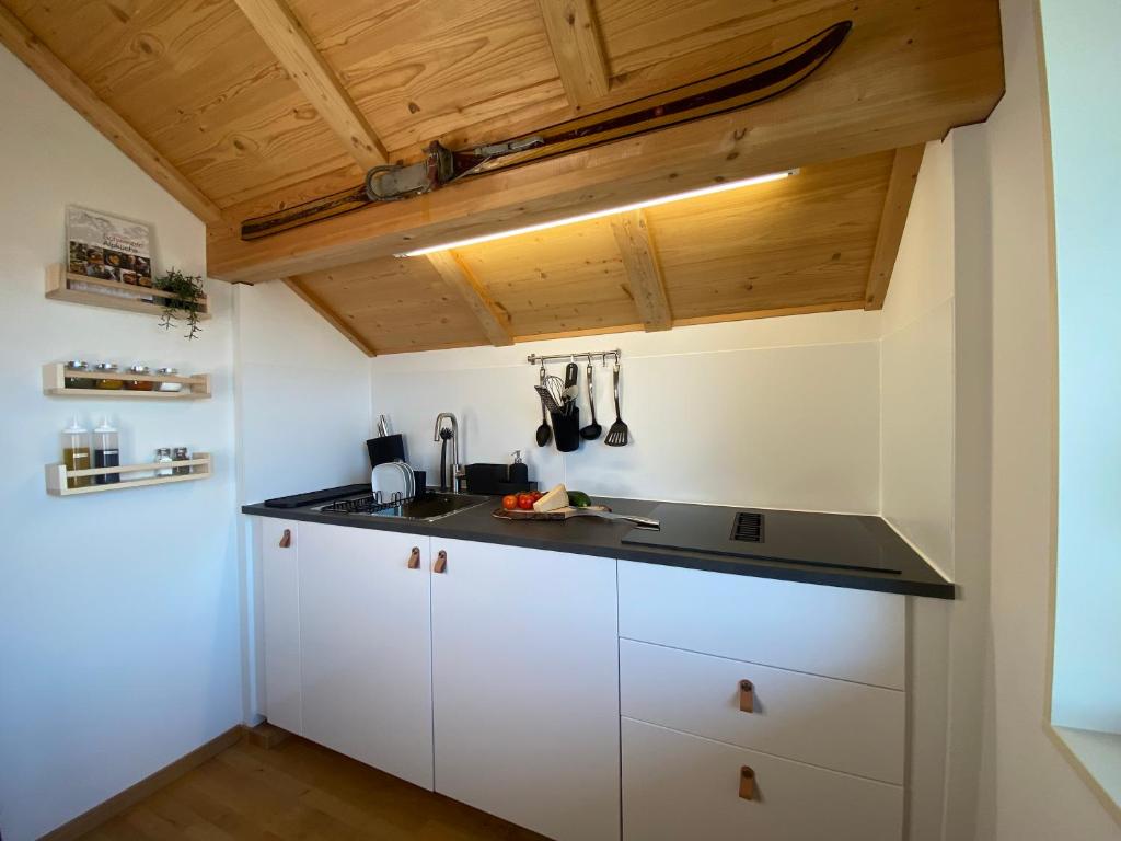 Kuchyň nebo kuchyňský kout v ubytování Swiss Alps View Apartment - contactless self check-in