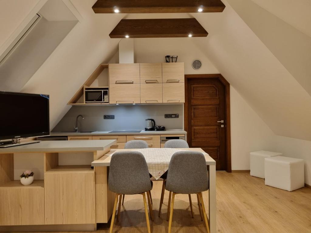 Kuchyň nebo kuchyňský kout v ubytování Apartmán U Bašty