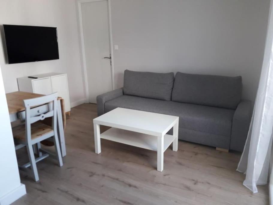 Televízia a/alebo spoločenská miestnosť v ubytovaní Logement tout neuf avec piscine et bord de mer
