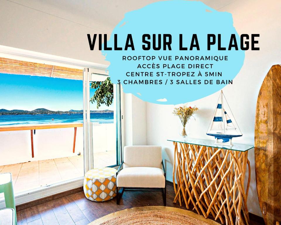 a room with a view of the ocean at VILLA AMPHITRITE, SAINT TROPEZ in Saint-Tropez