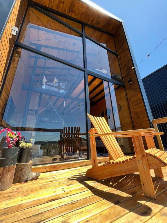 Balkón nebo terasa v ubytování Cabana Cambará