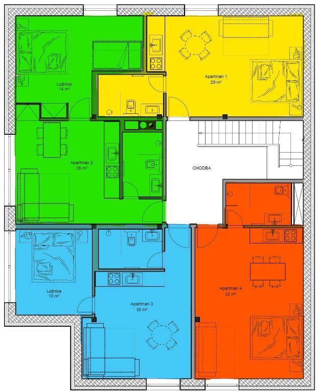 Půdorys ubytování Apartmány Hacienda Boží Dar