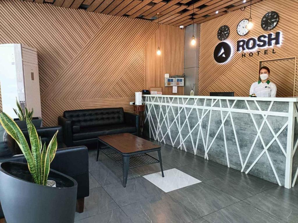 The lobby or reception area at Rosh Hotel