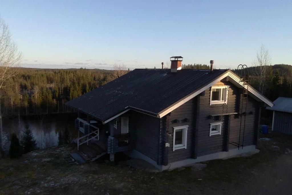 mały dom z czarnym dachem na górze w obiekcie Tuliranta w mieście Suonenjoki