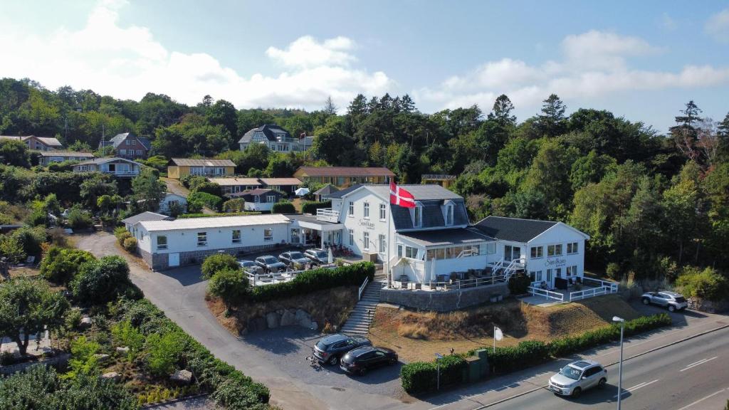 an aerial view of a large house at Sandkaas Badehotel in Allinge