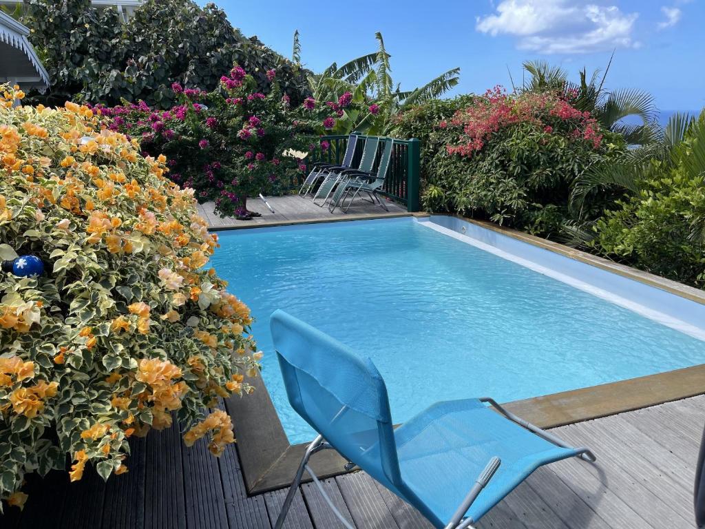 Bazén v ubytování Villa de 2 chambres avec vue sur la mer piscine privee et jardin clos a Les Anses d'Arlet nebo v jeho okolí