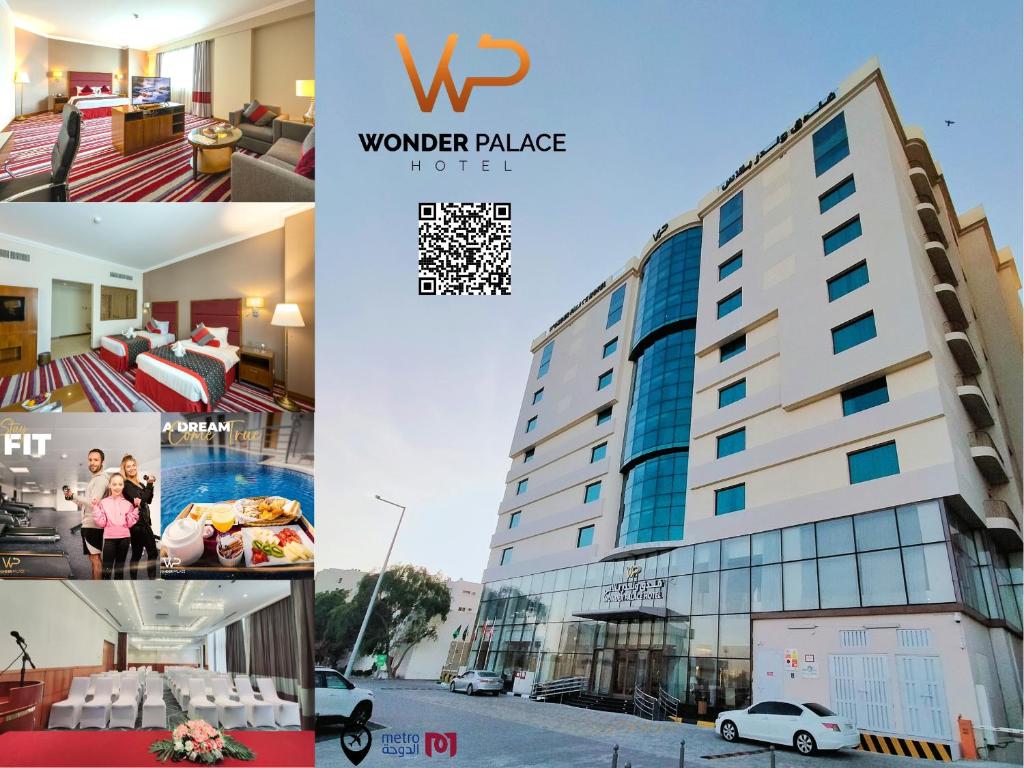 un collage di foto di un hotel di Wonder Palace Hotel Qatar a Doha