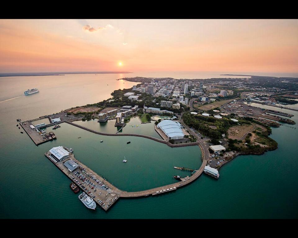 an aerial view of an island in the water at One-bed apartment at Darwin Waterfront Precinct in Darwin
